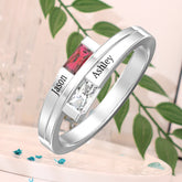 Personalisierter 925 Silber Geburtsstein Ring – Rechteckiger Diamantring, perfektes Geschenk zum Muttertag oder Valentinstag